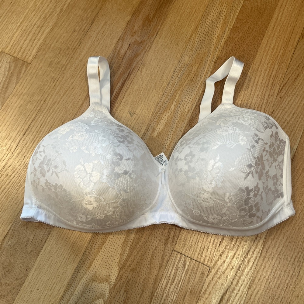 Trulife 44B Jacqueline White Lace Wire Free  Bra W4023 Adjustable